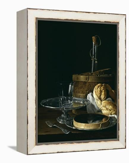 Still Life with Box of Jellied Fruit, Bread, Silver Salver, Glass, and Wine Cooler, 1770-Luis Egidio Meléndez-Framed Premier Image Canvas