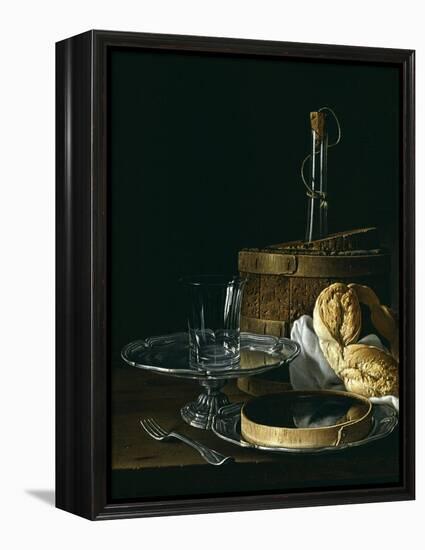 Still Life with Box of Jellied Fruit, Bread, Silver Salver, Glass, and Wine Cooler, 1770-Luis Egidio Meléndez-Framed Premier Image Canvas