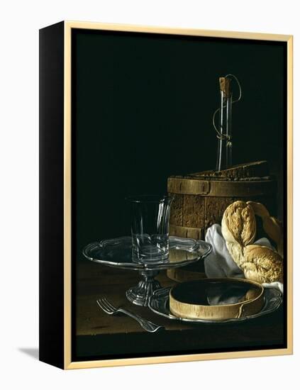 Still Life with Box of Jellied Fruit, Bread, Silver Salver, Glass, and Wine Cooler, 1770-Luis Egidio Meléndez-Framed Premier Image Canvas