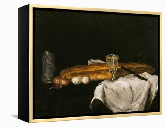 Still Life with Bread and Eggs, 1865-Paul Cézanne-Framed Premier Image Canvas