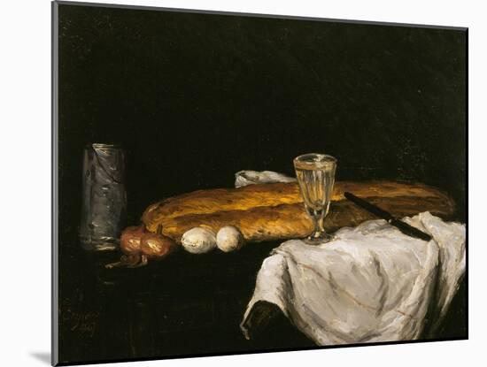 Still Life with Bread and Eggs, 1865-Paul Cézanne-Mounted Giclee Print