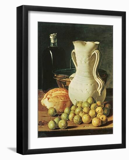 Still Life with Bread, Greengages and Pitcher-Luis Egidio Melendez-Framed Giclee Print