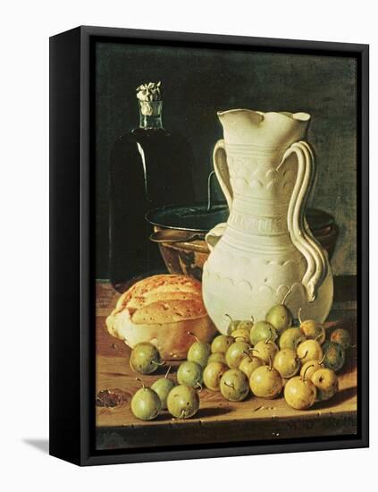 Still Life with Bread, Greengages and Pitcher-Luis Egidio Melendez-Framed Premier Image Canvas