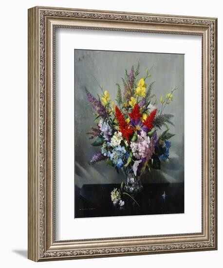 Still Life with Buddleia, Hydrangea and Clematis-Vernon Ward-Framed Giclee Print