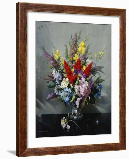 Still Life with Buddleia, Hydrangea and Clematis-Vernon Ward-Framed Giclee Print