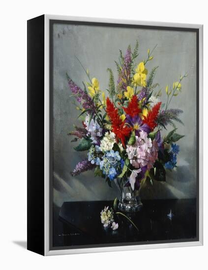 Still Life with Buddleia, Hydrangea and Clematis-Vernon Ward-Framed Premier Image Canvas