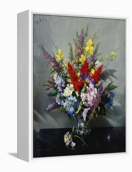 Still Life with Buddleia, Hydrangea and Clematis-Vernon Ward-Framed Premier Image Canvas