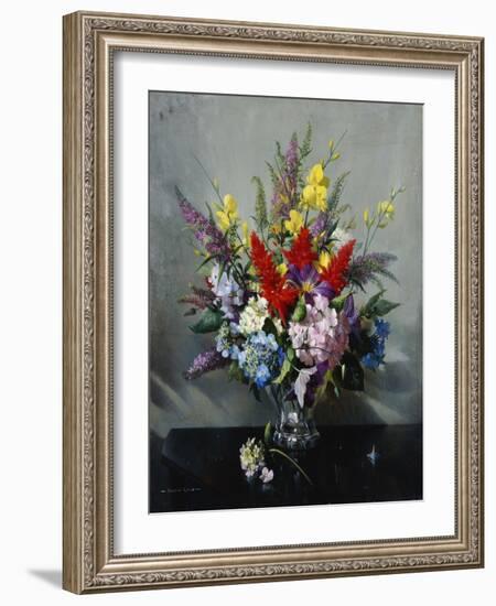 Still Life with Buddleia, Hydrangea and Clematis-Vernon Ward-Framed Giclee Print