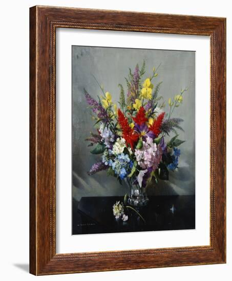 Still Life with Buddleia, Hydrangea and Clematis-Vernon Ward-Framed Giclee Print