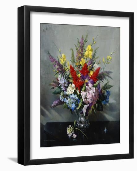 Still Life with Buddleia, Hydrangea and Clematis-Vernon Ward-Framed Giclee Print