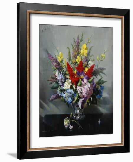 Still Life with Buddleia, Hydrangea and Clematis-Vernon Ward-Framed Giclee Print