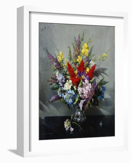 Still Life with Buddleia, Hydrangea and Clematis-Vernon Ward-Framed Giclee Print