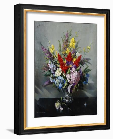 Still Life with Buddleia, Hydrangea and Clematis-Vernon Ward-Framed Giclee Print