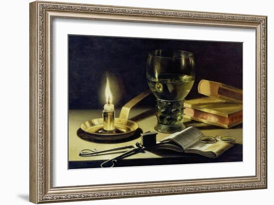 Still-Life with Burning Candle, 1627-Pieter Claesz-Framed Giclee Print