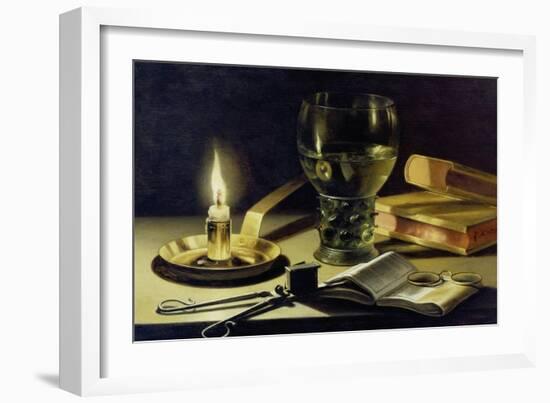 Still-Life with Burning Candle, 1627-Pieter Claesz-Framed Giclee Print