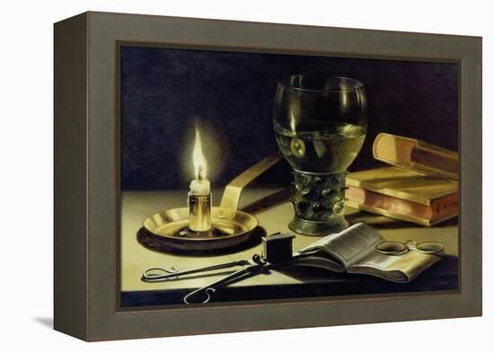 Still-Life with Burning Candle, 1627-Pieter Claesz-Framed Premier Image Canvas