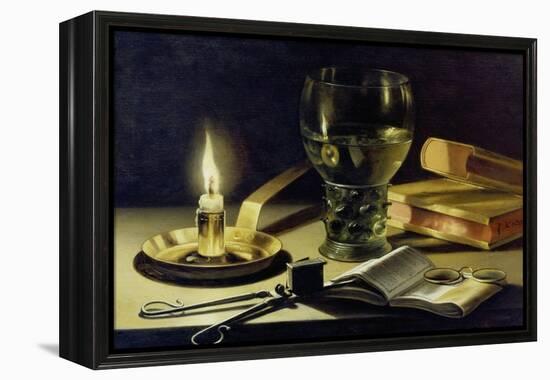 Still-Life with Burning Candle, 1627-Pieter Claesz-Framed Premier Image Canvas