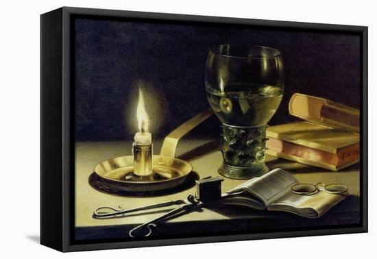 Still-Life with Burning Candle, 1627-Pieter Claesz-Framed Premier Image Canvas