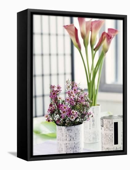 Still Life with Calla Lily and Geraldton Wax Flowers-Alena Hrbkova-Framed Premier Image Canvas