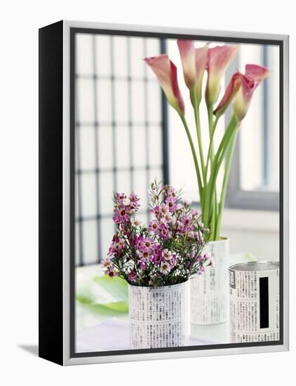 Still Life with Calla Lily and Geraldton Wax Flowers-Alena Hrbkova-Framed Premier Image Canvas