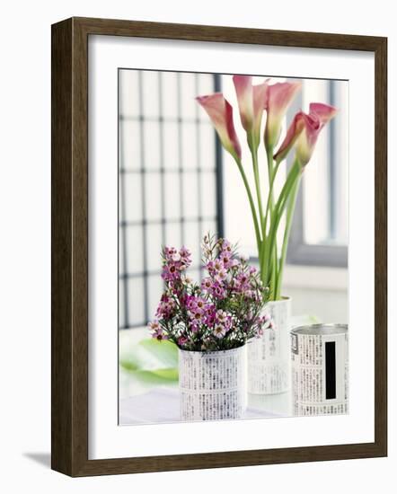 Still Life with Calla Lily and Geraldton Wax Flowers-Alena Hrbkova-Framed Photographic Print