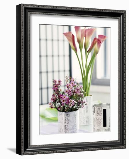 Still Life with Calla Lily and Geraldton Wax Flowers-Alena Hrbkova-Framed Photographic Print