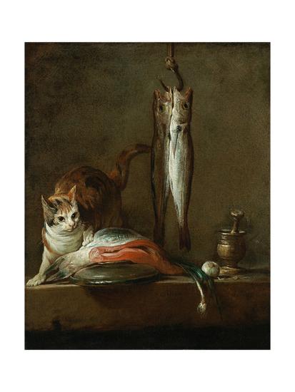 Still Life With Cat And Fish Giclee Print Jean Baptiste Simeon Chardin Art Com