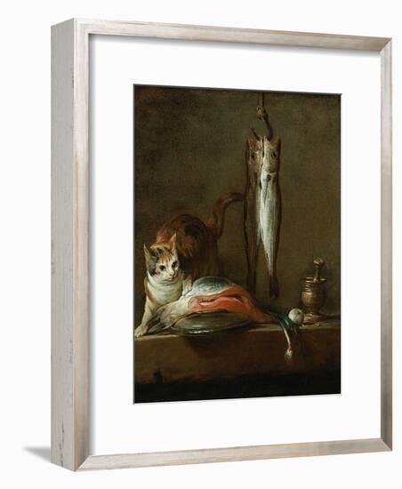 Still Life with Cat and Fish-Jean-Baptiste Simeon Chardin-Framed Giclee Print