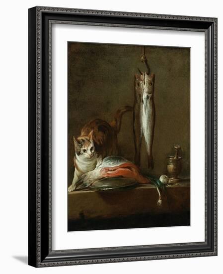 Still Life with Cat and Fish-Jean-Baptiste Simeon Chardin-Framed Giclee Print