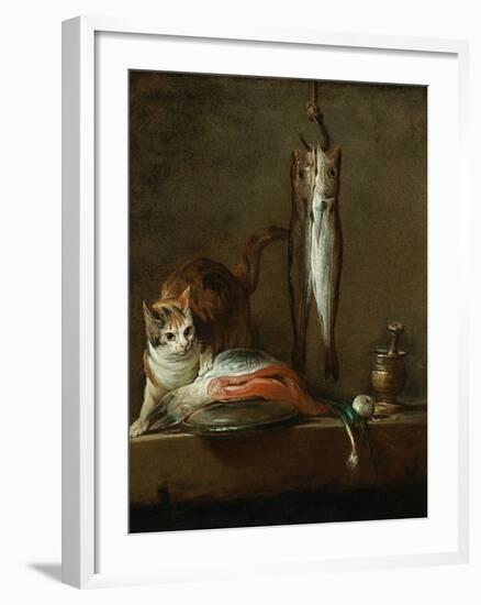 Still Life with Cat and Fish-Jean-Baptiste Simeon Chardin-Framed Giclee Print