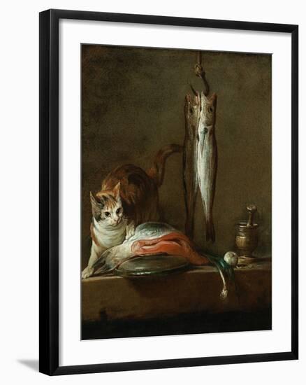 Still Life with Cat and Fish-Jean-Baptiste Simeon Chardin-Framed Giclee Print
