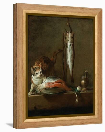 Still Life with Cat and Fish-Jean-Baptiste Simeon Chardin-Framed Premier Image Canvas