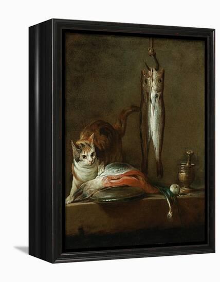Still Life with Cat and Fish-Jean-Baptiste Simeon Chardin-Framed Premier Image Canvas