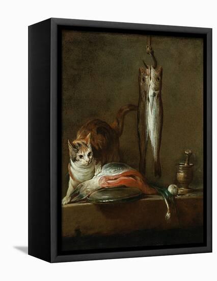 Still Life with Cat and Fish-Jean-Baptiste Simeon Chardin-Framed Premier Image Canvas