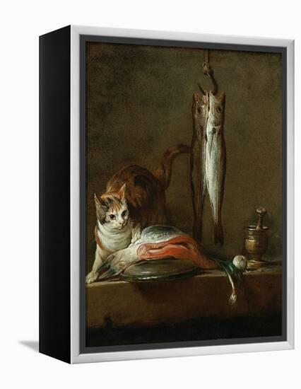 Still Life with Cat and Fish-Jean-Baptiste Simeon Chardin-Framed Premier Image Canvas