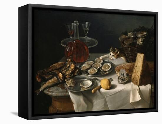 Still Life with Cat-Alexandre-Francois Desportes-Framed Premier Image Canvas