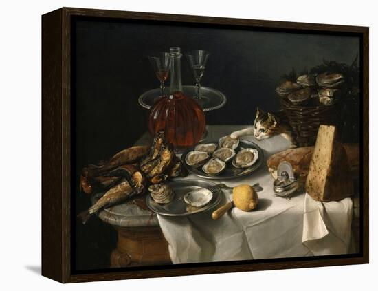 Still Life with Cat-Alexandre-Francois Desportes-Framed Premier Image Canvas