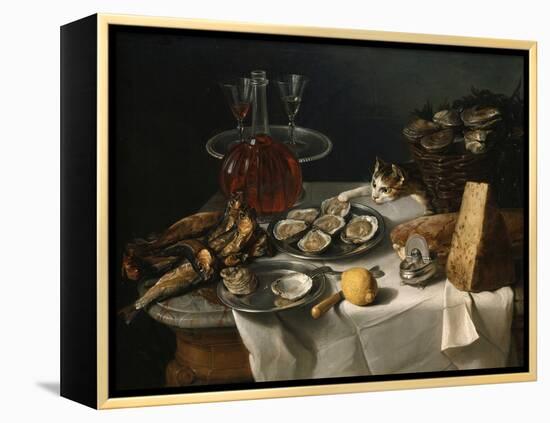 Still Life with Cat-Alexandre-Francois Desportes-Framed Premier Image Canvas