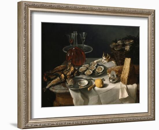 Still Life with Cat-Alexandre-Francois Desportes-Framed Premium Giclee Print