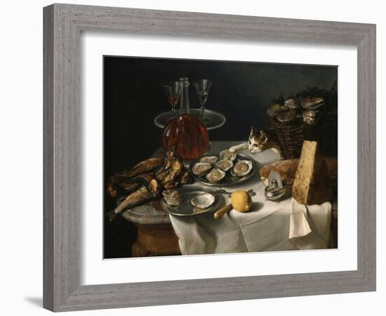 Still Life with Cat-Alexandre-Francois Desportes-Framed Premium Giclee Print