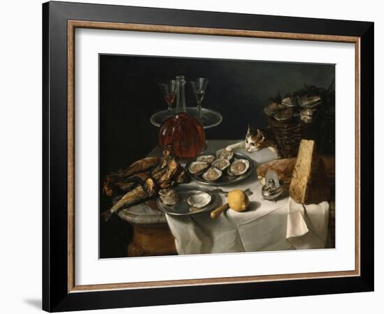 Still Life with Cat-Alexandre-Francois Desportes-Framed Premium Giclee Print