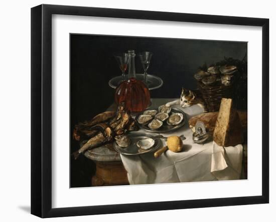 Still Life with Cat-Alexandre-Francois Desportes-Framed Premium Giclee Print