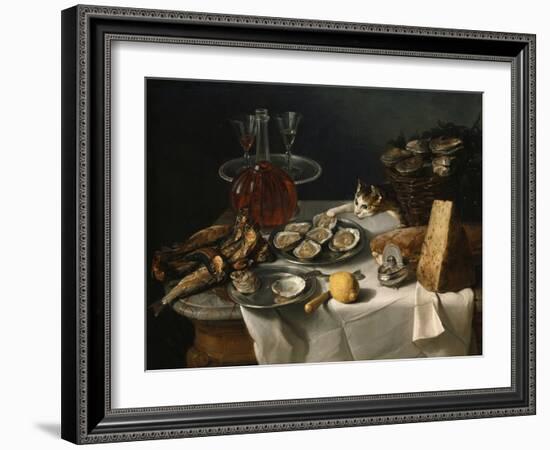 Still Life with Cat-Alexandre-Francois Desportes-Framed Premium Giclee Print