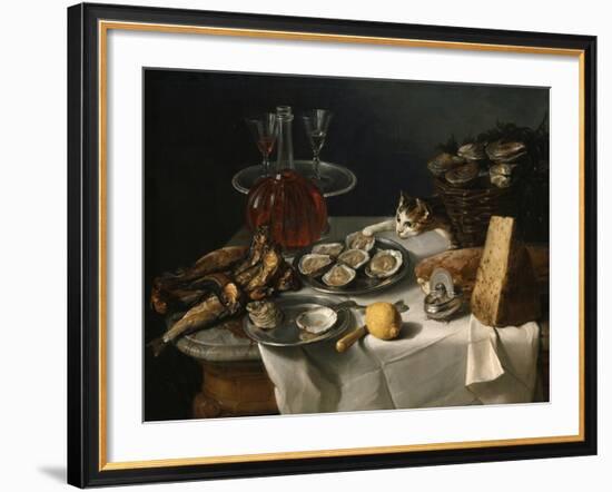 Still Life with Cat-Alexandre-Francois Desportes-Framed Giclee Print