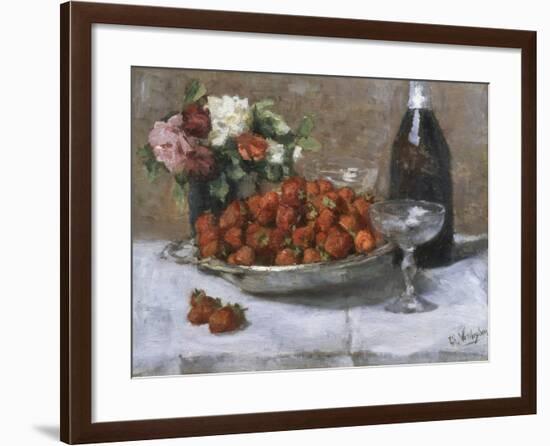 Still Life with Champagne and Strawberries-Isidor Verheyden-Framed Giclee Print