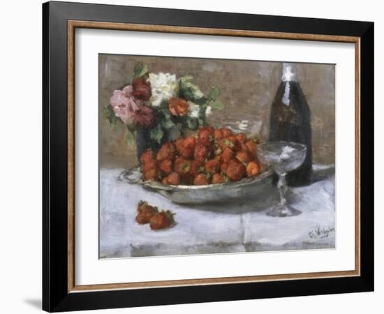 Still Life with Champagne and Strawberries-Isidor Verheyden-Framed Giclee Print