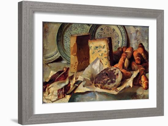 Still Life with Cheese and Salami-Ludovico Brea-Framed Giclee Print