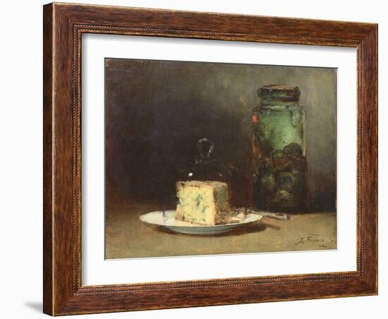 Still Life with Cheese (Oil on Canvas)-Guillaume Romain Fouace-Framed Giclee Print