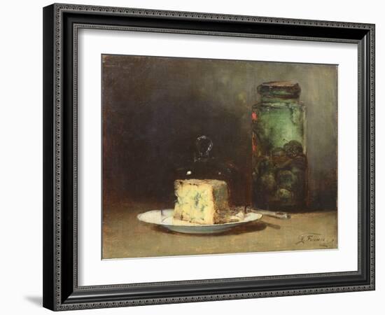 Still Life with Cheese (Oil on Canvas)-Guillaume Romain Fouace-Framed Giclee Print