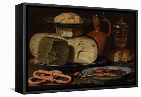 Still Life with Cheeses, Almonds and Pretzels, C.1615 (Oil on Panel)-Clara Peeters-Framed Premier Image Canvas